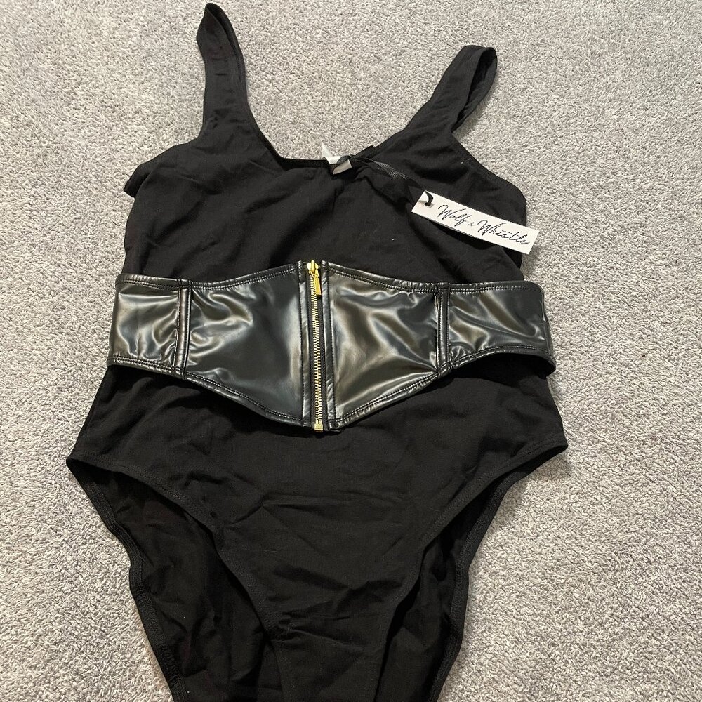 Wolf & Whistle Cotton Bodysuit with Wetlook Waspie Size 8 NWT